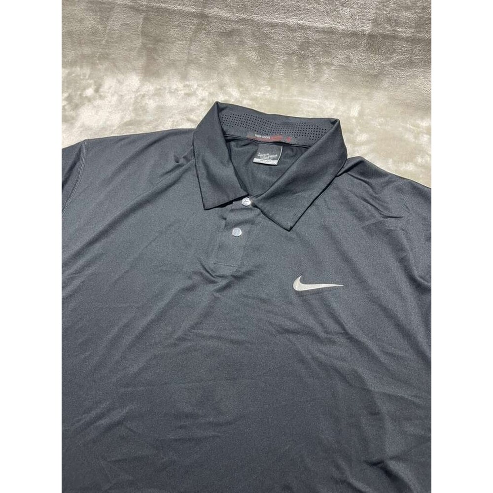 Nike Tiger Woods Polo Shirt Men Large Black Golf Short Sleeve Performance
